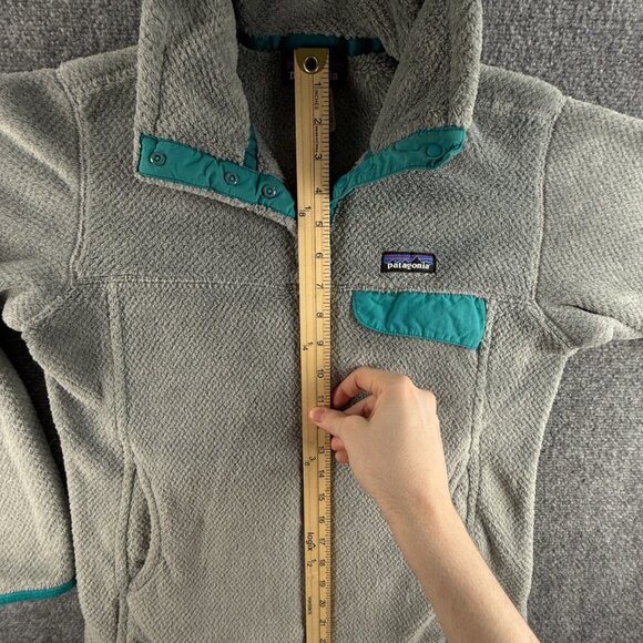 Patagonia Fleece Jacket Women Gray Blue Medium 1/4 Snap Soft Fuzzy Pullover - Picture 4 of 15